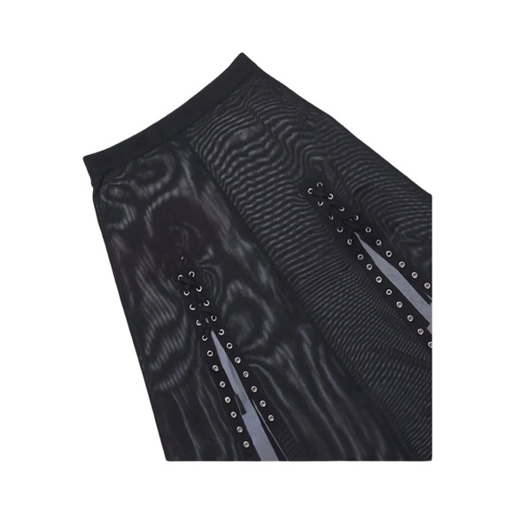 Gothic Gypsy Coachella 12/XL Black Sheer Wide-Mesh skirt lace up wrap up - Picture 5 of 6